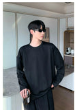 TRYESS-Classy Outfits Mens Fashion Casual Outfits Streetwear T-shirt Design Drapey Pleated Round Neck Bottoming Shirt