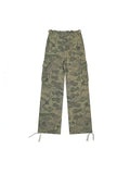 Tryess- Drawstring Waist Camo Cargo Pants