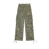 Tryess- Drawstring Waist Camo Cargo Pants