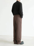 Tryess- Elastic Waist Wide-Leg Pants