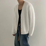 Tryess- Faux Mink Velvet V-neck Knitted Cardigan