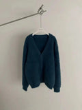 Tryess- Faux Mink Velvet V-neck Knitted Cardigan