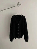 Tryess- Faux Mink Velvet V-neck Knitted Cardigan