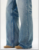 Tryess- Front Pockets Wide-Leg Denim Pants