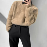 Tryess- Furry Round Neck Sweater