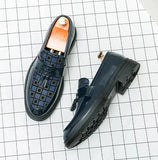 Tryess- Galsan Check Texture Patent Tassel Loafers