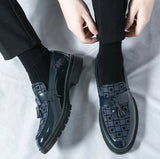 Tryess- Galsan Check Texture Patent Tassel Loafers