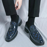 Tryess- Galsan Check Texture Patent Tassel Loafers