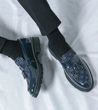 Tryess- Galsan Check Texture Patent Tassel Loafers