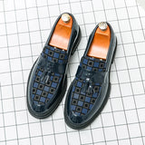 Tryess- Galsan Check Texture Patent Tassel Loafers