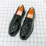 Tryess- Galsan Check Texture Patent Tassel Loafers