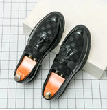 Tryess- Galsan Check Texture Patent Tassel Loafers