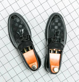 Tryess- Galsan Check Texture Patent Tassel Loafers