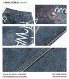 Tryess- Graffiti Print Denim Pants