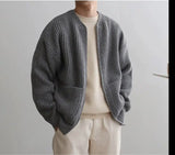 Tryess- Grey Zip Knit Cardigan