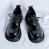 Tryess- Gusan Extra Round Toe Glossy Derby Shoes