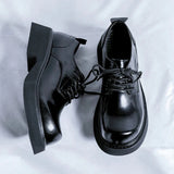 Tryess- Gusan Extra Round Toe Glossy Derby Shoes