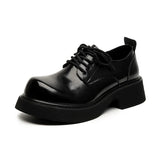 Tryess- Gusan Extra Round Toe Glossy Derby Shoes