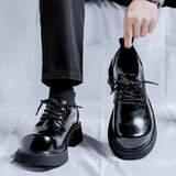 Tryess- Gusan Extra Round Toe Glossy Derby Shoes