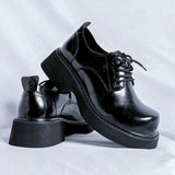 Tryess- Gusan Extra Round Toe Glossy Derby Shoes