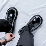 Tryess- Gusan Extra Round Toe Glossy Derby Shoes