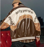 Tryess-American stitching letter printing leather baseball uniform men's jacket for fall/winter 2021 new couple loose bomber jacket men