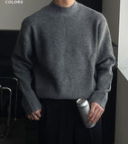 Tryess- Half-Turtleneck Pleated Stretch Sweater