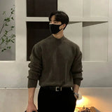 Tryess- Half-Turtleneck Pleated Stretch Sweater