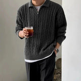 Tryess- Half-Zip Cable Knit Sweater