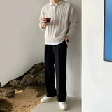 Tryess- Half-Zip Cable Knit Sweater