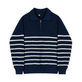 Tryess- Half-Zip Striped Polo Shirt