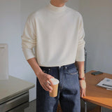 Tryess- Half-high Collar Long-sleeved Cotton Shirt