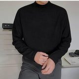 Tryess- Half-high Collar Long-sleeved Cotton Shirt