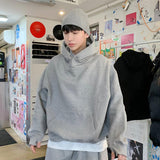 Tryess- High-Neck Hooded Sweatshirt