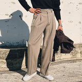 Tryess- High-Waisted Drape Suit Pants