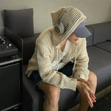 Tryess- Hollow Hooded Knitted Cardigan