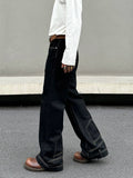 Tryess- Inverted Wide-Leg Denim Pants