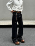 Tryess- Inverted Wide-Leg Denim Pants