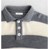 Tryess- Knitted Striped Polo Shirt