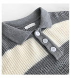 Tryess- Knitted Striped Polo Shirt