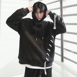 Tryess- Lace-Up Rope Design Hooded Sweatshirt