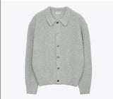 Tryess- Lapel Button-down Knitted Cardigan