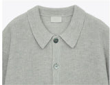 Tryess- Lapel Button-down Knitted Cardigan