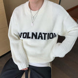 Tryess- Letters Round Collar Sweaters