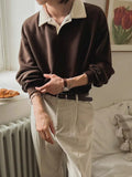 Tryess- Long Sleeve Lapel Pullover