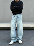 Tryess- Loose Fit Washed Denim Pants