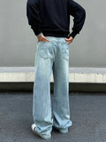 Tryess- Loose Fit Washed Denim Pants