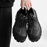 Tryess- Matt Black Contrast Stitch Chunky Oxford Shoes