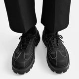 Tryess- Matt Black Contrast Stitch Chunky Oxford Shoes