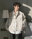 TRYESS-men fall outfits Korean Style Outwear 00's Fashion Streetwear  -Autumn/Winter Coat Jacket INS Style Street Fashion Metal Button Shirt Jacket